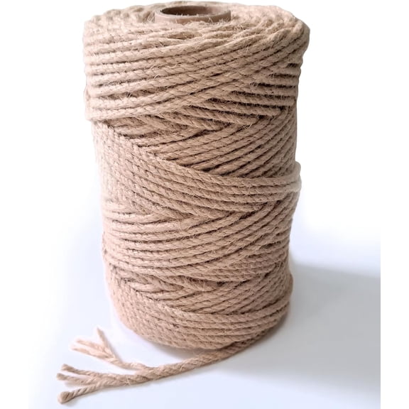 6mm Jute String, 164 Feet 4 Ply Thick Heavy Duty Rope for Crafts, Cat Scratching Post, Cats Toy Making, Gardening Plant, Packing, Bundling, Christmas, Wedding Decor