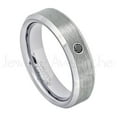 thumbnail image 1 of 6mm Ladies Beveled Tungsten Ring - 0.07ct Solitaire Black Diamond Ring - Personalized Tungsten Wedding Ring - Custom Made April Birthstone Ring TN038BS, 1 of 1