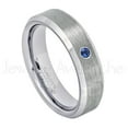 thumbnail image 1 of 6mm Ladies Beveled Tungsten Ring - 0.07ct Solitaire Blue Sapphire Ring - Personalized Tungsten Wedding Ring - Custom Made September Birthstone Ring TN038BS, 1 of 1