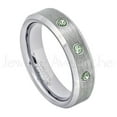 thumbnail image 1 of 6mm Ladies Beveled Tungsten Ring - 0.21ctw Alexandrite 3-stone Band - Personalized Tungsten Wedding Ring - Custom Made June Birthstone Ring TN038BS, 1 of 1