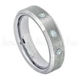 thumbnail image 1 of 6mm Ladies Beveled Tungsten Ring - 0.21ctw Aquamarine 3-stone Band - Personalized Tungsten Wedding Ring - Custom Made March Birthstone Ring TN038BS, 1 of 1