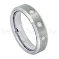 thumbnail image 1 of 6mm Ladies Beveled Tungsten Ring - 0.21ctw Diamond 3-stone Band - Personalized Tungsten Wedding Ring - Custom Made April Birthstone Ring TN038BS, 1 of 1