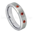 thumbnail image 1 of 6mm Ladies Beveled Tungsten Ring - 0.21ctw Garnet 3-stone Band - Personalized Tungsten Wedding Ring - Custom Made January Birthstone Ring TN038BS, 1 of 1