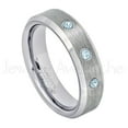 thumbnail image 1 of 6mm Ladies Beveled Tungsten Ring - 0.21ctw Topaz 3-stone Band - Personalized Tungsten Wedding Ring - Custom Made November Birthstone Ring TN038BS, 1 of 1