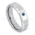 thumbnail image 1 of 6mm Ladies Polished Beveled Tungsten Ring - 0.07ct Solitaire Blue Sapphire Ring - Personalized Tungsten Wedding Ring - Custom Made September Birthstone Ring TN048BS, 1 of 1