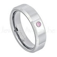 thumbnail image 1 of 6mm Ladies Polished Beveled Tungsten Ring - 0.07ct Solitaire Pink Tourmaline Ring - Personalized Tungsten Wedding Ring - Custom Made October Birthstone Ring TN048BS, 1 of 1