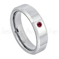 thumbnail image 1 of 6mm Ladies Polished Beveled Tungsten Ring - 0.07ct Solitaire Ruby Ring - Personalized Tungsten Wedding Ring - Custom Made July Birthstone Ring TN048BS, 1 of 1