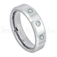 thumbnail image 1 of 6mm Ladies Polished Beveled Tungsten Ring - 0.21ctw Aquamarine 3-stone Band - Personalized Tungsten Wedding Ring - Custom Made March Birthstone Ring TN048BS, 1 of 1