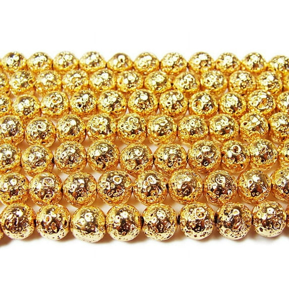 6mm Light Rose Gold Metallic Lava Round Beads For Jewelry Making