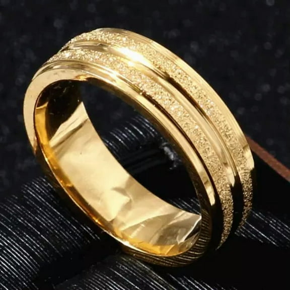6mm Matte Stylish Band Men's Titanium Steel 18K Gold Plated Wedding Ring Sz 7-11