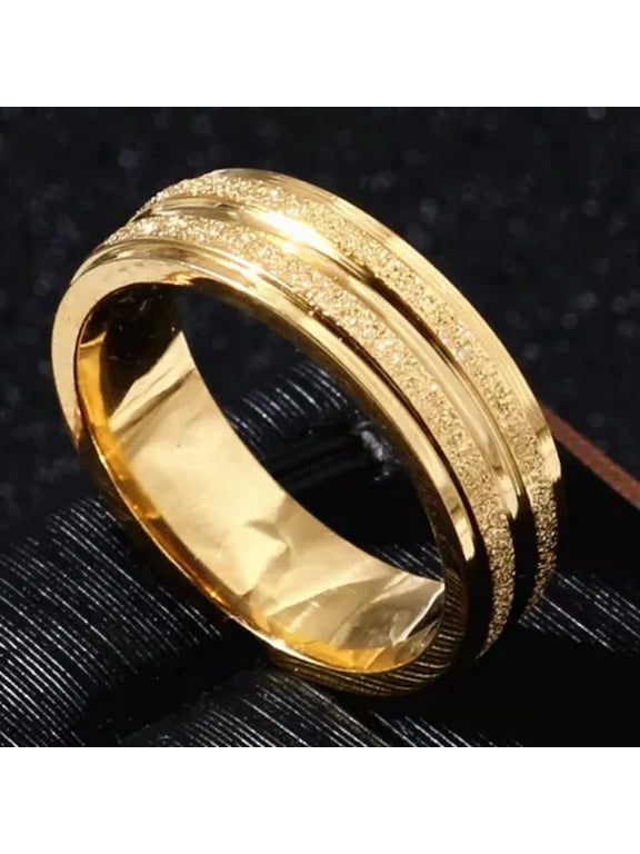6mm Matte Stylish Band Men's Titanium Steel 18K Gold Plated Wedding Ring Sz 7-11