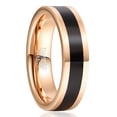 thumbnail image 1 of 6mm Men's Black Enamel Rings Rose Gold Tungsten Ring Wedding Bands Flat Edges, 1 of 4