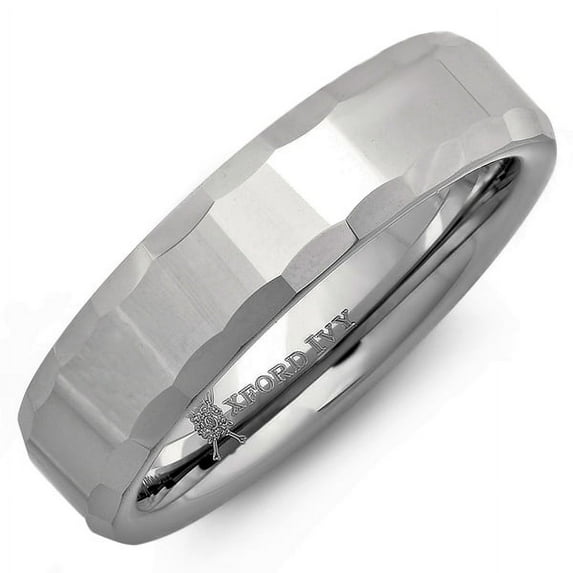 6mm Mens Beveled Edge Comfort Fit Tungsten Wedding Band ( Available Sizes 8-12 1/2) Size 9 1/2