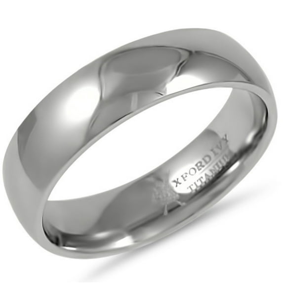 6mm Mens Comfort Fit Titanium Plain Wedding Band ( Available Ring Sizes 7-12 1/2) Size 11