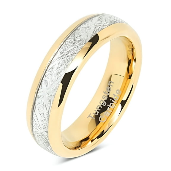 6mm Mens & Womens Tungsten Carbide Ring Meteorite Inlay Wedding Band Size 4-13 (Tungsten, 11.5)