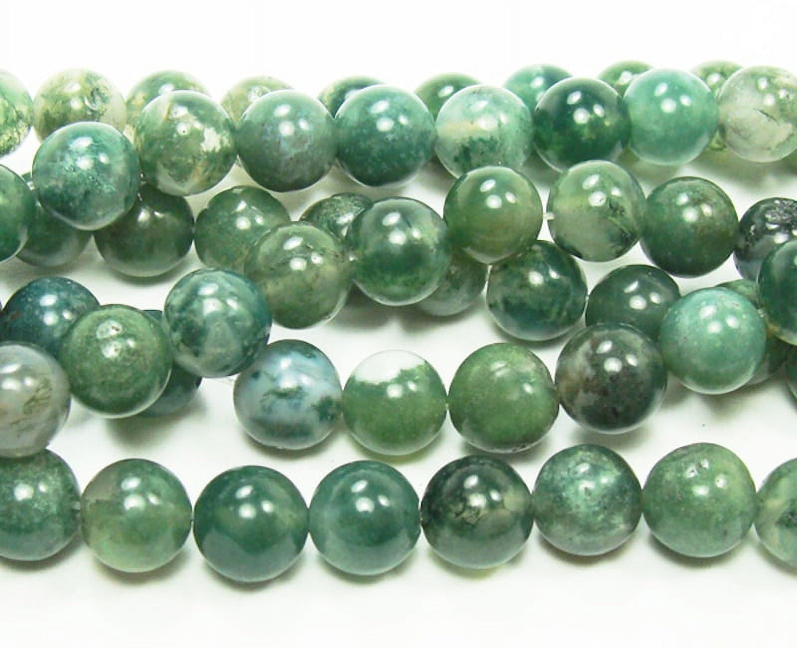 GIFTSJOY 6mm Moss Opal Round Beads Genuine Gemstone Natural Jewelry Making