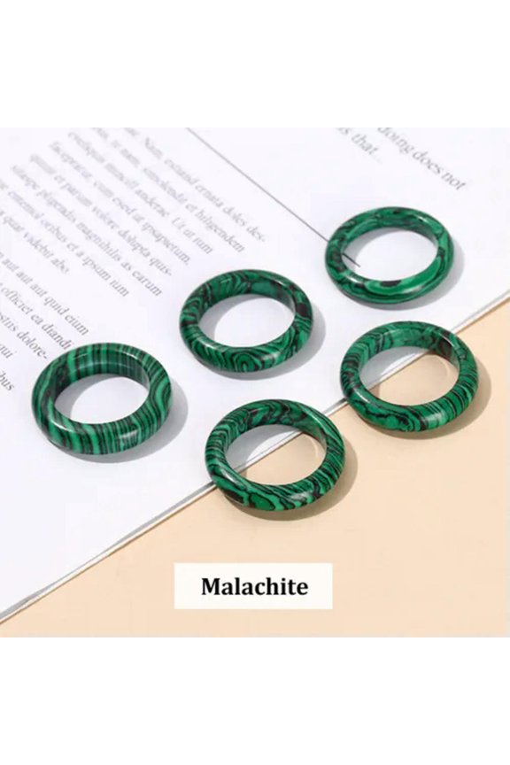 6mm Natural Crystal Chalcedony Gemstone Ring Men Women Finger Circle Round Ring