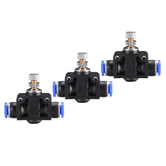 6mm OD Pneumatic Air Flow Control Valve,Flow In-Line Speed Controller Valve,3pcs
