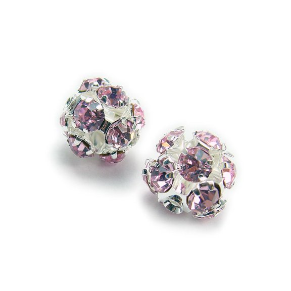 6mm Pack Of 20 Light Purple Fancy Cz Spacer Round Beads In Silver ForJewelry Making