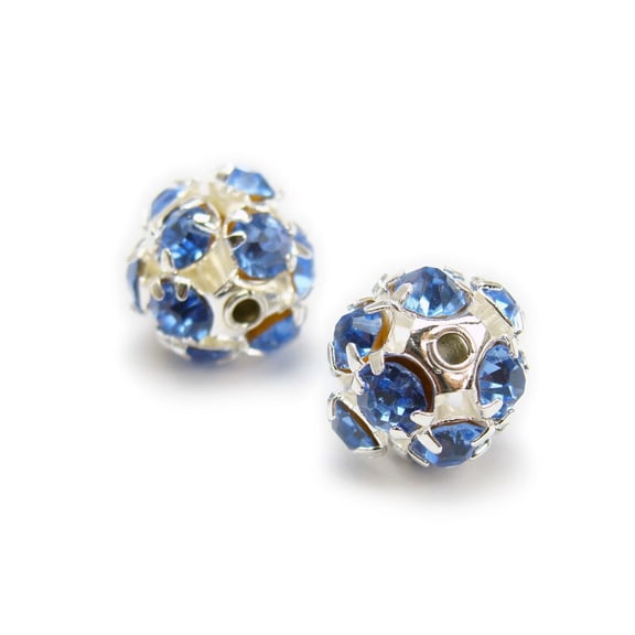 6mm Pack Of 20 Sky Blue Fancy Cz Spacer Round Beads In Silver ForJewelry Making