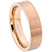 6mm Pipe Cut Rose Gold Plated Tungsten Ring - Brushed Comfort Fit Tungsten Carbide Wedding Band JATN786Ns11