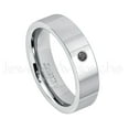 thumbnail image 1 of 6mm Pipe Cut Tungsten Ring - 0.07ct Solitaire Black Diamond Ring - Personalized Tungsten Wedding Ring - Custom Made April Birthstone Ring TN020BS, 1 of 1