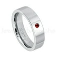 thumbnail image 1 of 6mm Pipe Cut Tungsten Ring - 0.07ct Solitaire Garnet Ring - Personalized Tungsten Wedding Ring - Custom Made January Birthstone Ring TN020BS, 1 of 1
