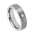 thumbnail image 1 of 6mm Pipe Cut Tungsten Ring - 0.07ct Solitaire Pink Tourmaline Ring - Personalized Tungsten Wedding Ring - Custom Made October Birthstone Ring TN019BS, 1 of 1