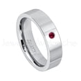 thumbnail image 1 of 6mm Pipe Cut Tungsten Ring - 0.07ct Solitaire Ruby Ring - Personalized Tungsten Wedding Ring - Custom Made July Birthstone Ring TN020BS, 1 of 1