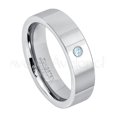 thumbnail image 1 of 6mm Pipe Cut Tungsten Ring - 0.07ct Solitaire Topaz Ring - Personalized Tungsten Wedding Ring - Custom Made November Birthstone Ring TN020BS, 1 of 1