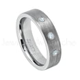 thumbnail image 1 of 6mm Pipe Cut Tungsten Ring - 0.21ctw Aquamarine 3-stone Band - Personalized Tungsten Wedding Ring - Custom Made March Birthstone Ring TN019BS, 1 of 1