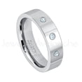 thumbnail image 1 of 6mm Pipe Cut Tungsten Ring - 0.21ctw Aquamarine 3-stone Band - Personalized Tungsten Wedding Ring - Custom Made March Birthstone Ring TN020BS, 1 of 1