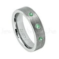 thumbnail image 1 of 6mm Pipe Cut Tungsten Ring - 0.21ctw Emerald 3-stone Band - Personalized Tungsten Wedding Ring - Custom Made May Birthstone Ring TN019BS, 1 of 1