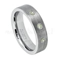 thumbnail image 1 of 6mm Pipe Cut Tungsten Ring - 0.21ctw Peridot 3-stone Band - Personalized Tungsten Wedding Ring - Custom Made August Birthstone Ring TN019BS, 1 of 1