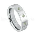 thumbnail image 1 of 6mm Pipe Cut Tungsten Ring - 0.21ctw Peridot 3-stone Band - Personalized Tungsten Wedding Ring - Custom Made August Birthstone Ring TN020BS, 1 of 1