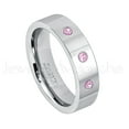 thumbnail image 1 of 6mm Pipe Cut Tungsten Ring - 0.21ctw Pink Tourmaline 3-stone Band - Personalized Tungsten Wedding Ring - Custom Made October Birthstone Ring TN020BS, 1 of 1