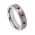 thumbnail image 1 of 6mm Pipe Cut Tungsten Ring - 0.21ctw Ruby 3-stone Band - Personalized Tungsten Wedding Ring - Custom Made July Birthstone Ring TN019BS, 1 of 1