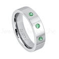 thumbnail image 1 of 6mm Pipe Cut Tungsten Ring - 0.21ctw Tsavorite 3-stone Band - Personalized Tungsten Wedding Ring - Custom Made January Birthstone Ring TN020BS, 1 of 1