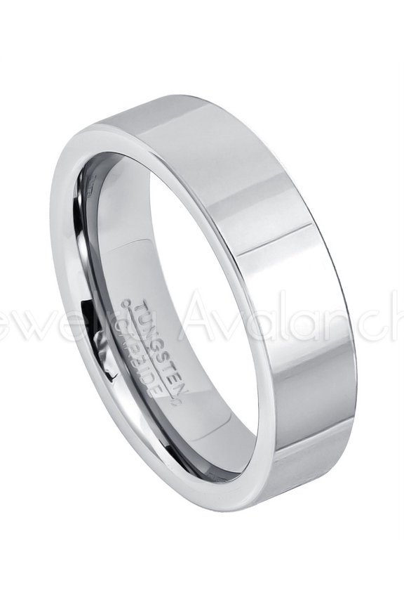 6mm Pipe Cut Tungsten Ring - Comfort Fit Tungsten Carbide Wedding Ring - Polished Finish Tungsten Ring - Bride and Groom's Ring - TN020s13