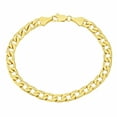 thumbnail image 1 of 6mm Polished 14k Yellow Gold Plated Beveled Curb Chain Bracelet, 9.5 inches, 1 of 7
