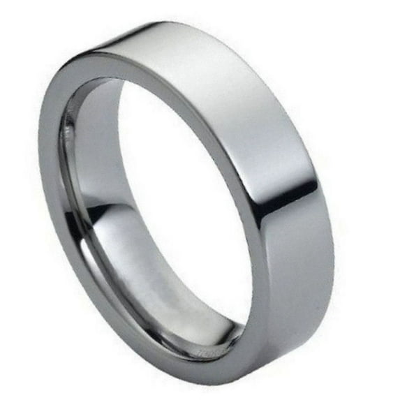 6mm Polished Shiny Flat Pipe Cut Style Wedding Band Ring For Men Or Ladies