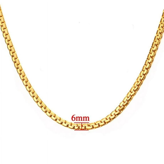 6mm Punk 14K Yellow Gold Snake Chain Necklace for Women Men Flat Link Golden Silver Color Fashion 2021 Neckalce 20" 23" 26" W537