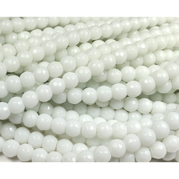 6mm Pure White Jade Faceted Round Beads Genuine Gemstone Natural Jewelry Making