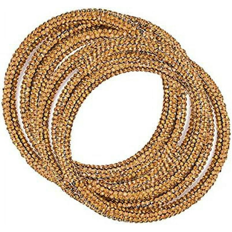 6mm Rhinestone Rope, Crystal Rhinestone Tube Trim Sewing Accessories  Wedding Bridal Applique Costume Shoes Jewelry (Antique Gold/Brass, 2 Yards)  