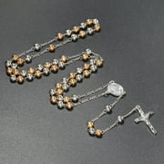 6mm Rosary Bead Necklace Catholic Necklace with Jesus Christ for Cross Pendant