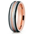 thumbnail image 1 of 6mm Rose Gold Tungsten Carbide Wedding Ring Silver Brushed Finish Beveled Edges Unisex Band 9, 1 of 4