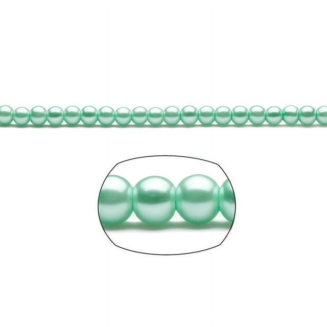 6mm Round Cream-Tone Aquamarine Glass Pearls 2x32Inch Stings 312-Bead Count