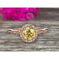 thumbnail image 1 of 6mm Round Cut 1.75 Carat Halo Champagne Diamond Moissanite Engagement Ring Classic Vintage Art Deco 10K Solid Rose Gold, Promise Ring, Anniversary Ring, 1 of 9
