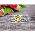 thumbnail image 1 of 6mm Round Cut 2.25 Carat Champagne Diamond Moissanite Bridal Ring Set Anniversary Gift On 10k White Gold Curved Stacking Matching Wedding Band Art Deco, 1 of 5
