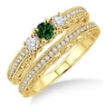 thumbnail image 1 of 6mm Round Cut 2.5 Carat Moissanite Diamond Engagement Ring Antique Milgrain Bridal Set on 10k Yellow Gold, 1 of 3